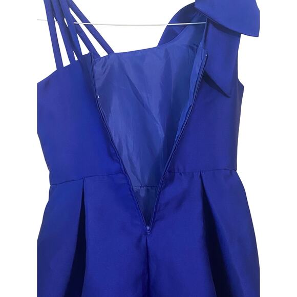 Royal Blue Holiday Formal Christmas Party Dress Girl's SZ 12 Bow Satin Sparkle - Picture 4 of 9